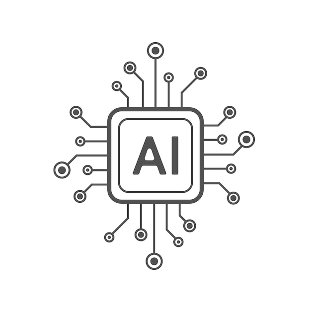 Artificial intelligence circuit line style Machine learning design Smart network digital technology AI Vector illustration