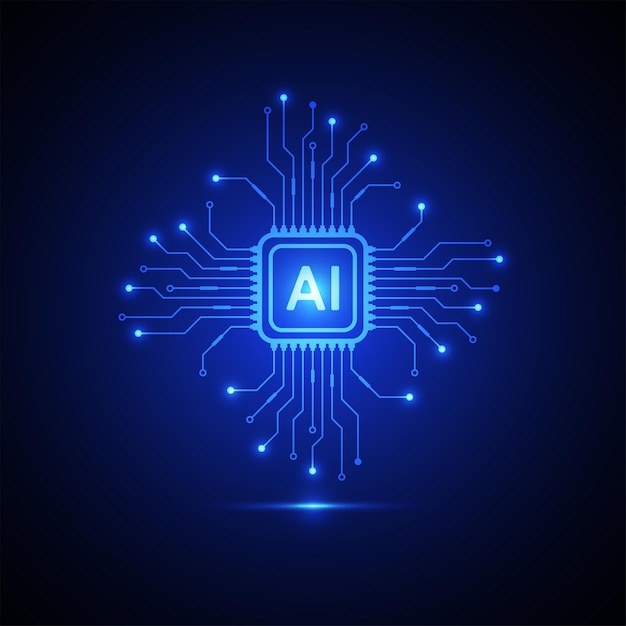 Artificial intelligence circuit line style Machine learning design Smart network digital technology AI Vector illustration