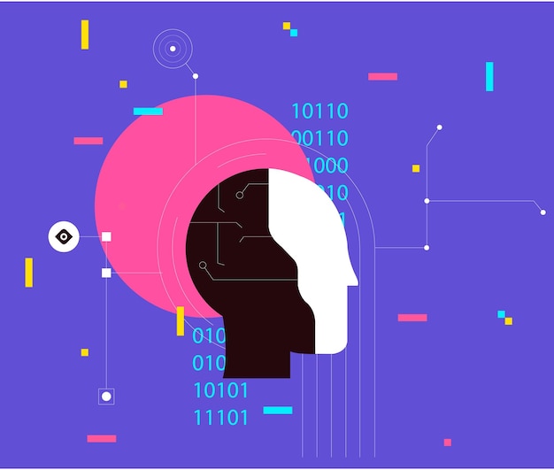 Artificial intelligence conceptMachine Learning and Artificial Intelligence Vector illustration Hum