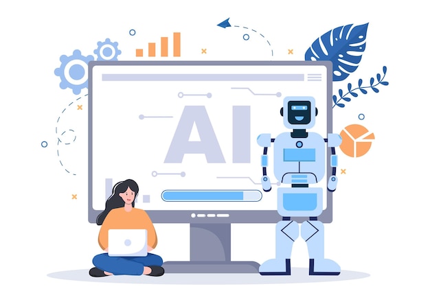 Vector artificial intelligence digital brain technology and engineering concept with programmer data or systems that can be set up in a scientific context. vector illustration