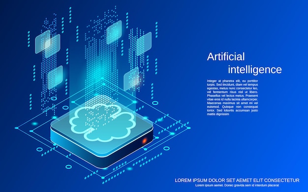 Artificial intelligence flat 3d isometric vector concept illustration