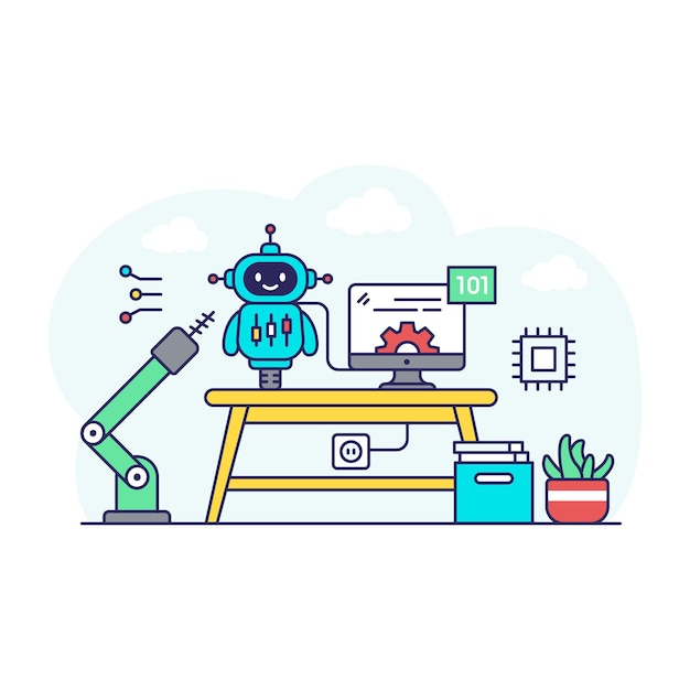 Artificial intelligence illustration in flat design