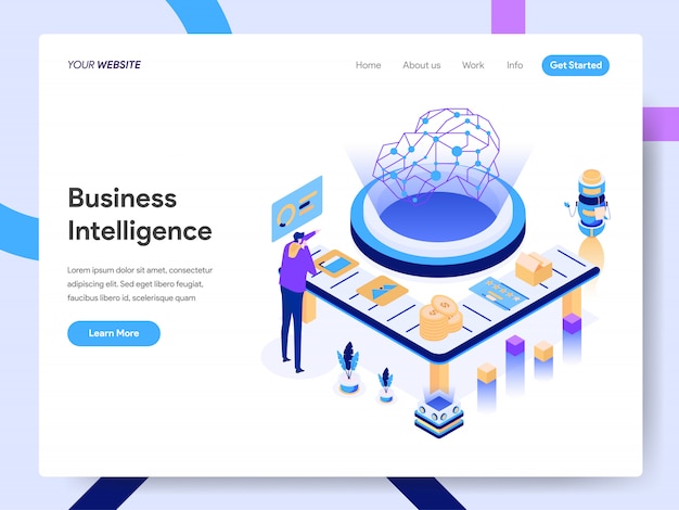 Artificial Intelligence Isometric Illustration for website page