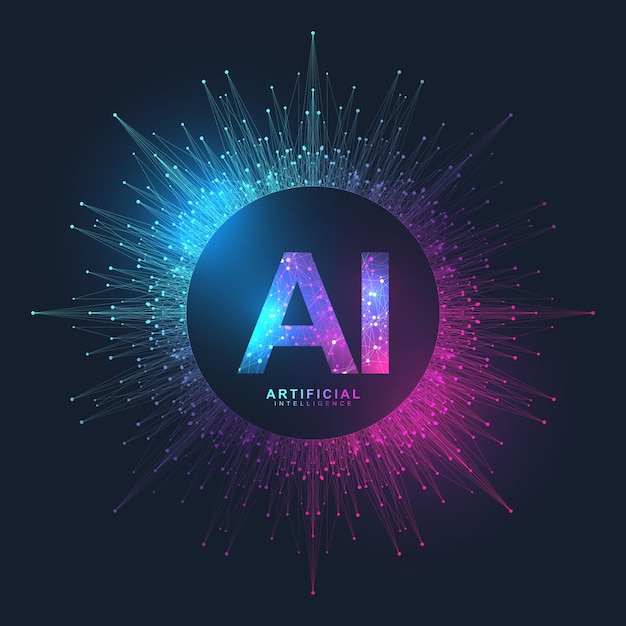 Artificial Intelligence Logo Plexus effect. Artificial Intelligence and Machine Learning Concept.