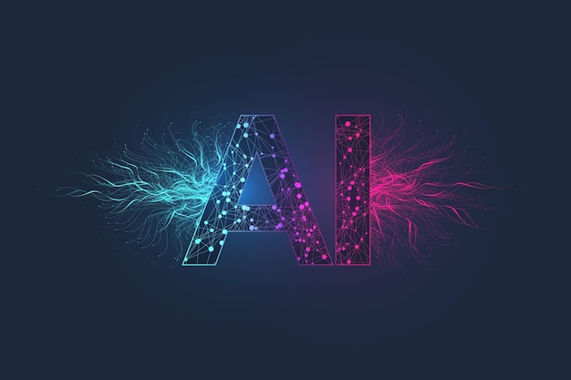 Vector artificial intelligence logo plexus effect and machine learning concept vector symbol ai