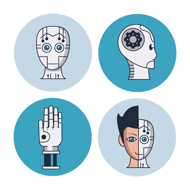 Artificial intelligence round icons