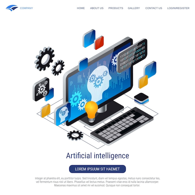 Artificial intelligence technology 3d isometric vector concept illustration