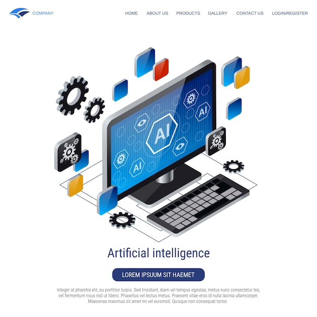 Artificial intelligence technology 3d isometric vector concept illustration