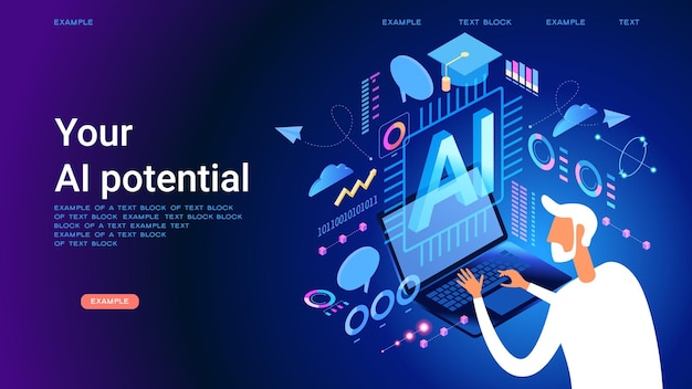 Vector artificial intelligence tool for data analysis ai technology for charts and marketing strategy