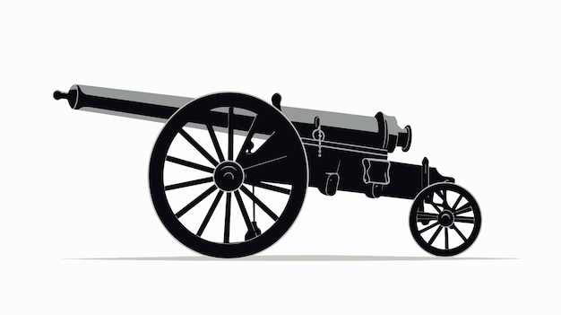 Artillery Silhouette Vector on White Cartoon