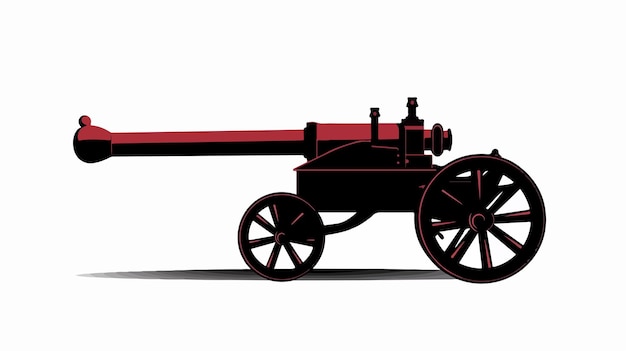 Artillery Silhouette Vector on White Cartoon