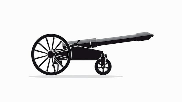 Artillery Silhouette Vector on White Cartoon