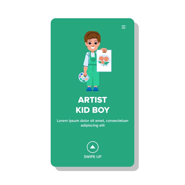 Artist kid boy vector