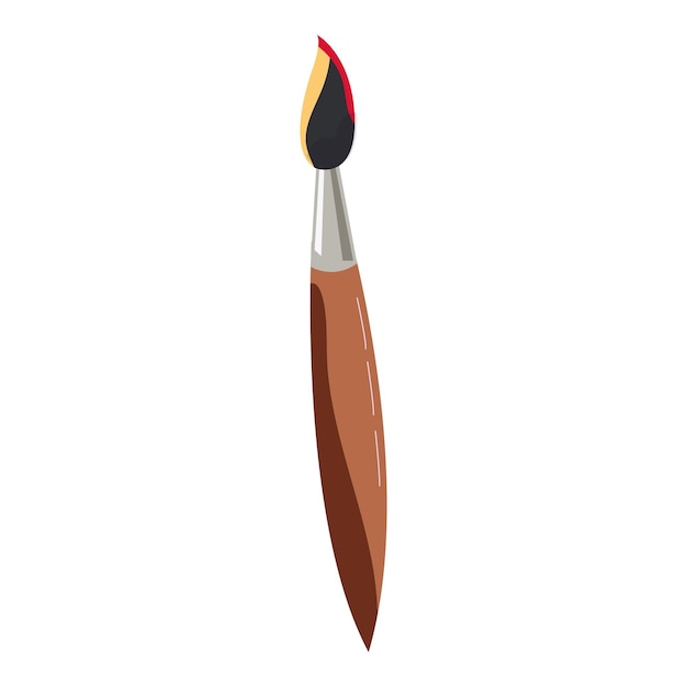 Artist's drawing brown brush vector flat illustration