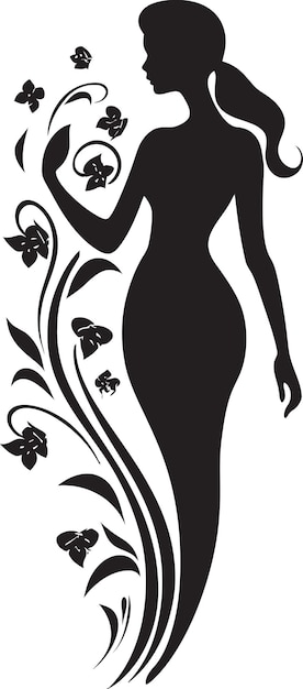 Artistic Blossom Essence Elegant Vector Face Minimalist Floral Radiance Black Woman Icon