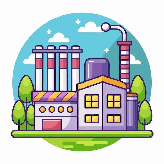 Artistic Dairy Factory Icon Illustration