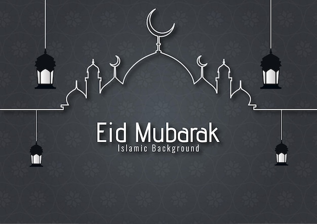 Artistic Eid Mubarak Islamic festival religious background Eid al fitr eid al adha black and white