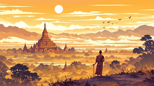 Vector artistic expressions from bagan myanmar