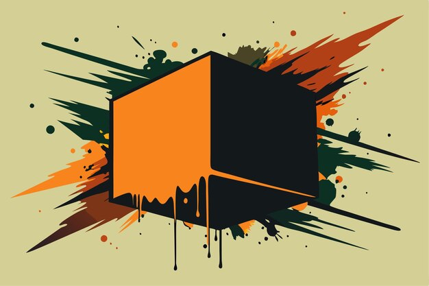 Vector artistic graphic box with grunge splashes