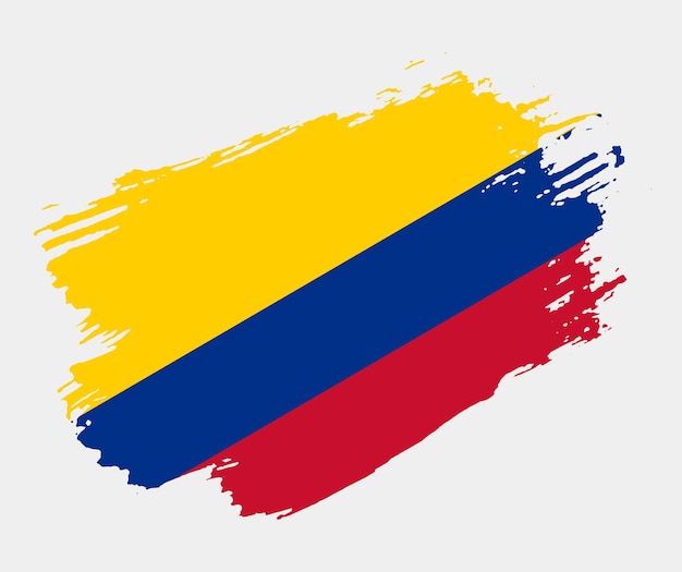 Artistic grunge brush flag of Colombia isolated on white background