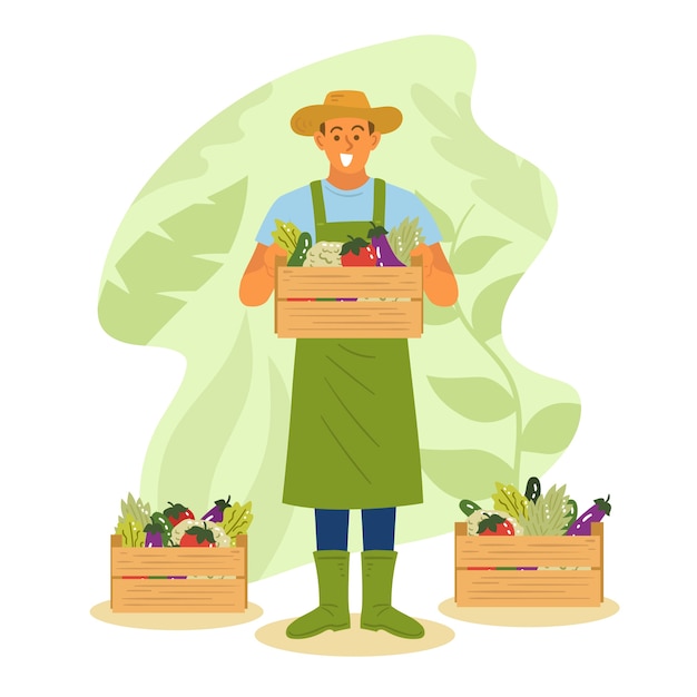 Vector artistic illustration with farming concept