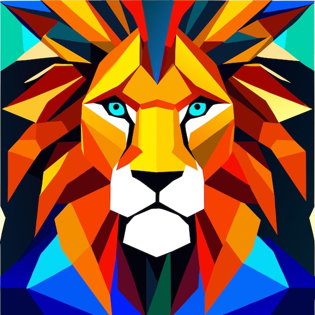 artistic logo lion mixed colors glass