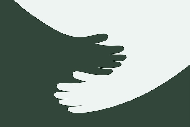 Vector artistic vector of hands in an embrace symbolizing charity empathy and protection ideal for use in nonprofit organization campaigns and advertisements