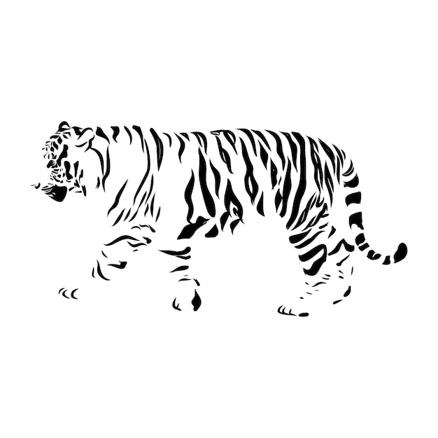 Vector artistic vector silhouette tiger in jump. creative idea wild animal icon.