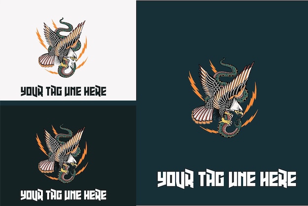 Artwork eagle and snake fighter vector design