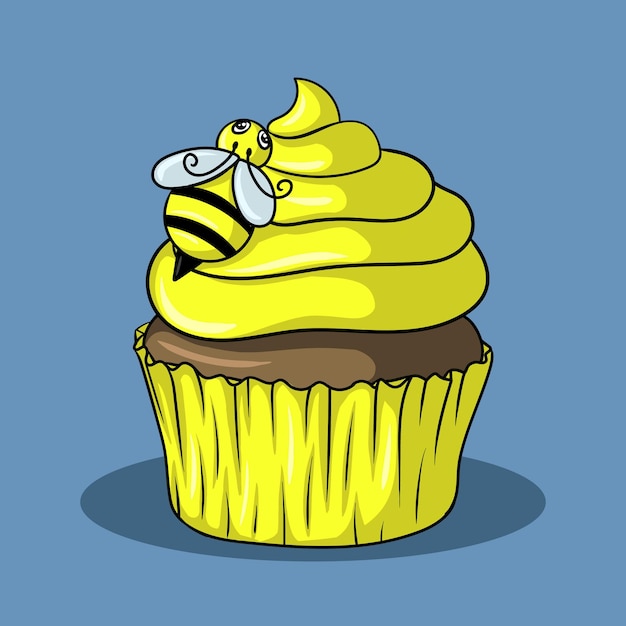 artwork illustration and t shirt design cute bee cake character for sticker