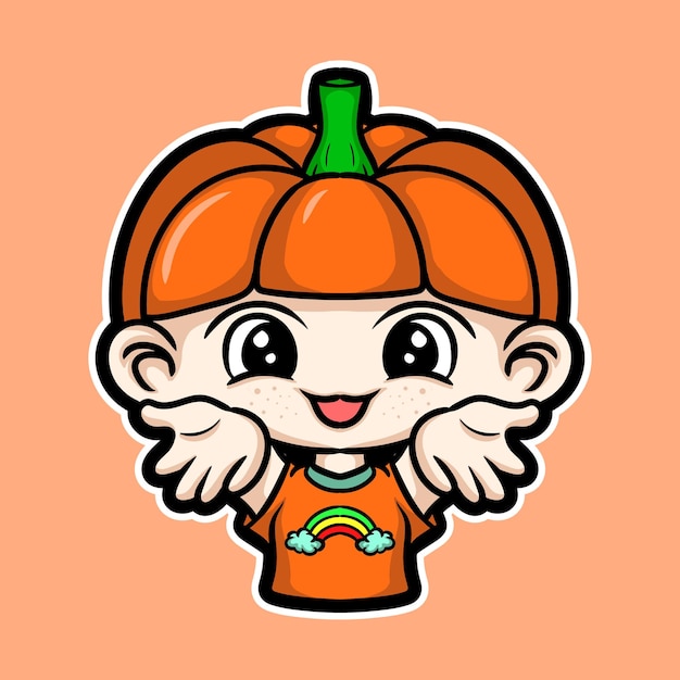 artwork illustration and t shirt design cute pumpkin boy character sticker