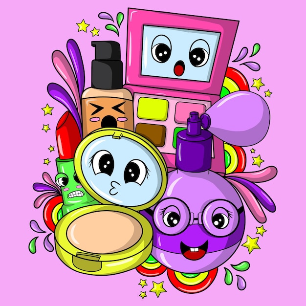 artwork illustration and t shirt design make up cute character