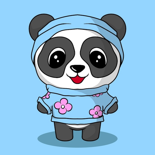 Artwork illustration and t shirt design panda in box cute character