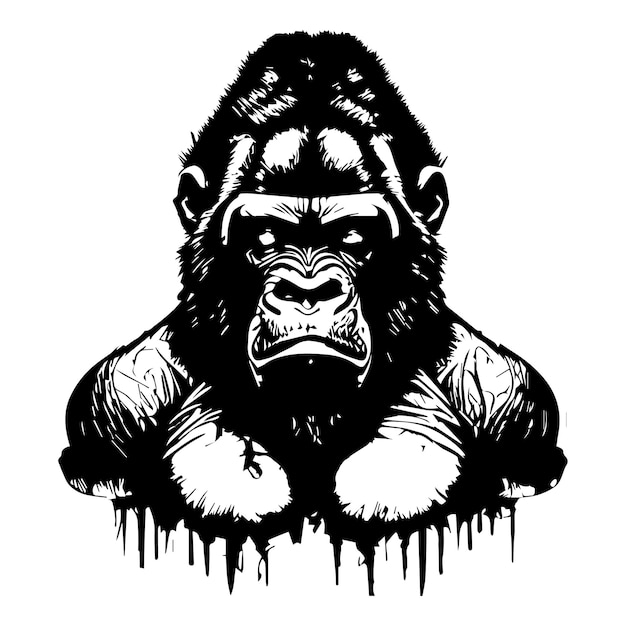 Artwork illustration and tshirt design gorilla on white background