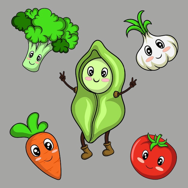 artwork illustrator and T shirt design cute character vegetables