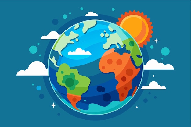 The artwork showcases a vibrant Earth with noticeable degradation highlighting ozone layer depletion issues Ozone layer depletion Customizable Semi Flat Illustration