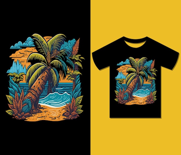 Artwork of tshirt graphic design summer tshirt design vector illustration highly detailed