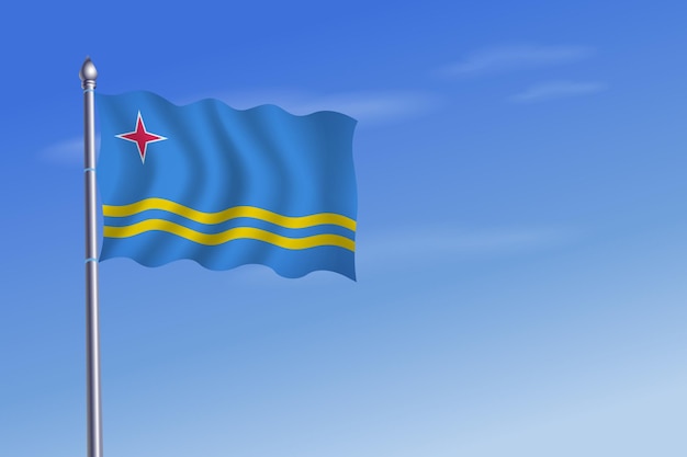 Aruba flag Independence Day blue sky background