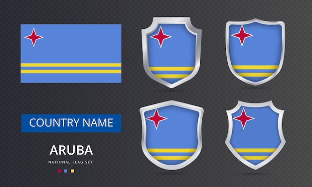 Aruba national flag map location element design