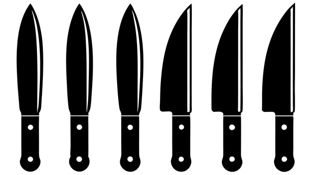 Vector as et of knife silhouette vector kitchen knife