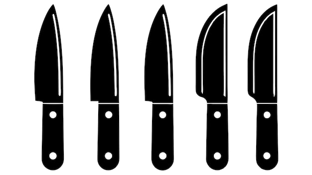 Vector as et of knife silhouette vector kitchen knife