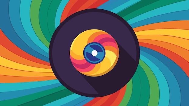 As the record spins the multicolored label in the center appears to blur into a vibrant swirl vector