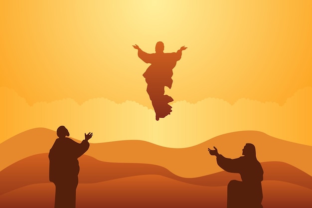 The Ascension Day of Jesus flat vector illustration