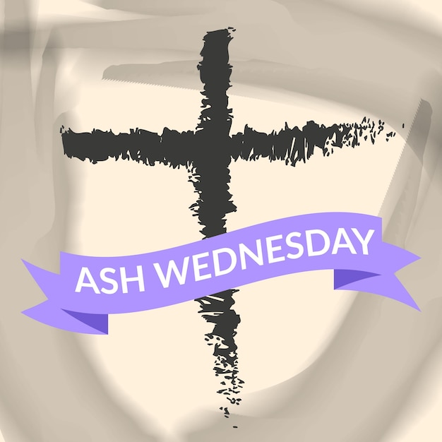 Ash Wednesday with abstract cross illustration