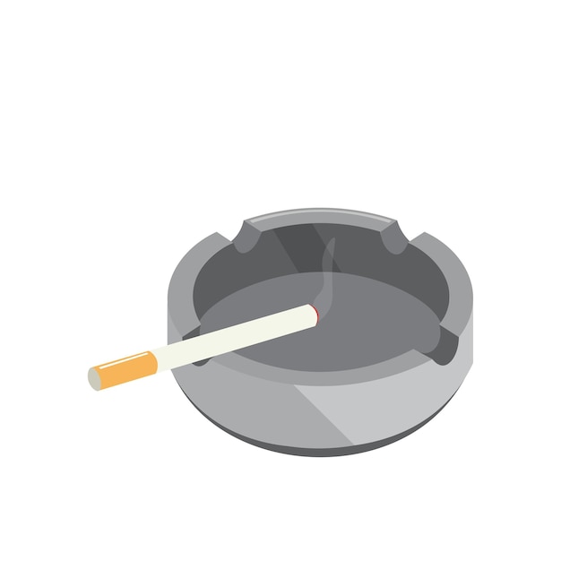 Ashtray with cigarette illustration design element flat icon