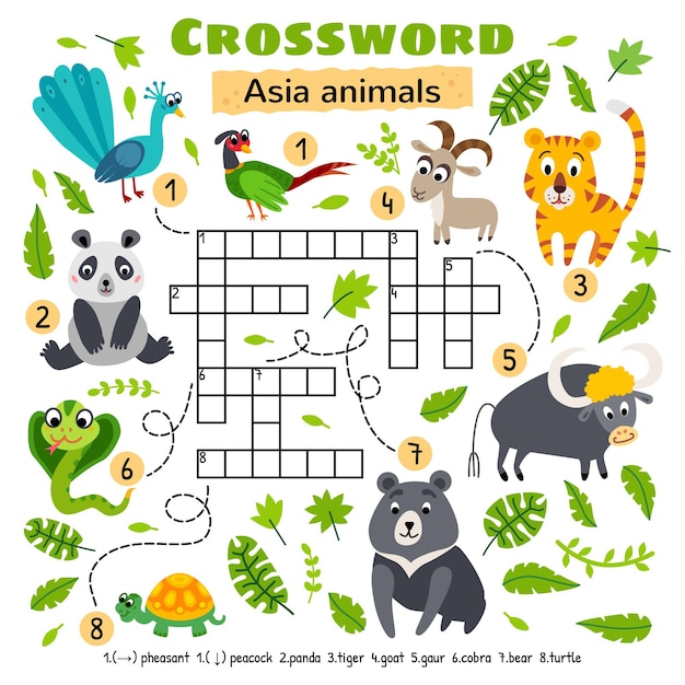 Asia animals crossword