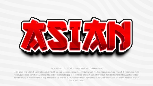 Asian 3d editable text effect