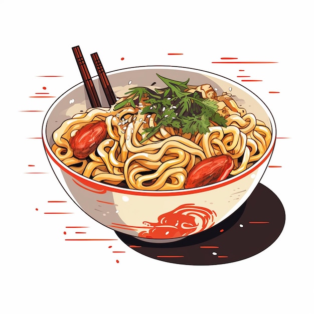 asian chinese food meal noodle ramen cooking vector menu pasta design illustration resta