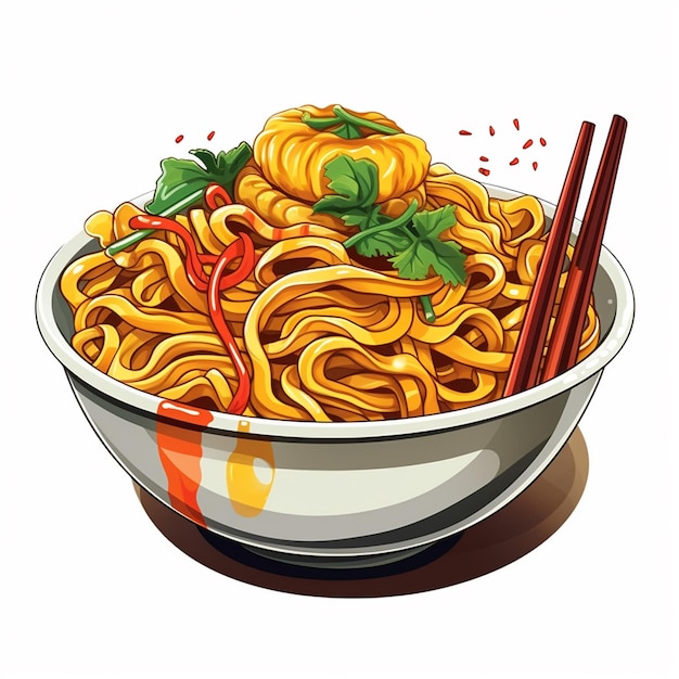 asian chinese food meal noodle ramen cooking vector menu pasta design illustration resta