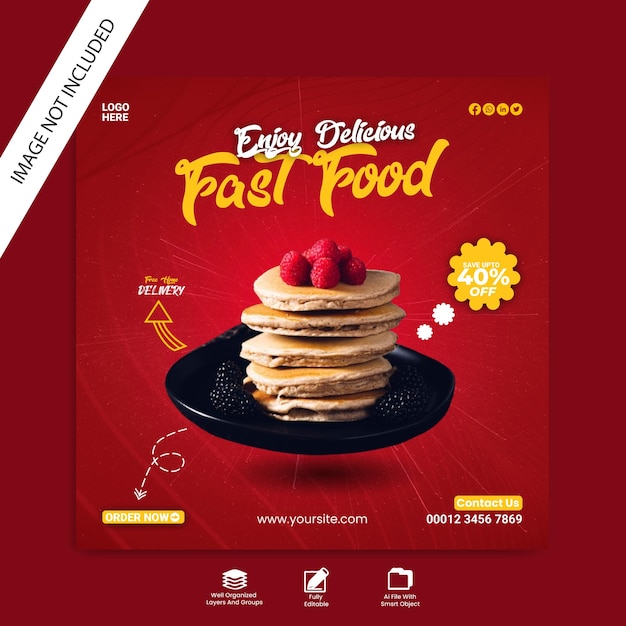 Asian delicious food social media template Instagram banner design post